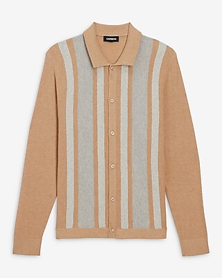 Striped Button Down Sweater Polo