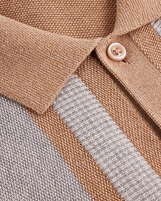 Striped Button Down Sweater Polo