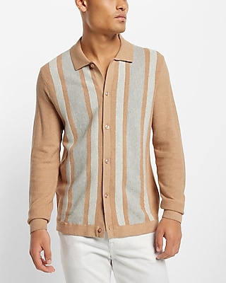 Striped Button Down Sweater Polo