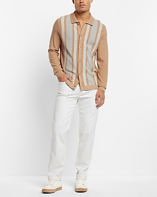 Striped Button Down Sweater Polo