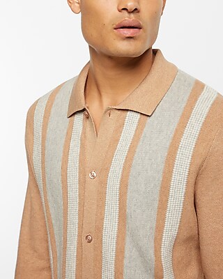Striped Button Down Sweater Polo