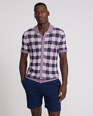 Dobby Textured Floral Striped Cotton Short Sleeve Shirt
