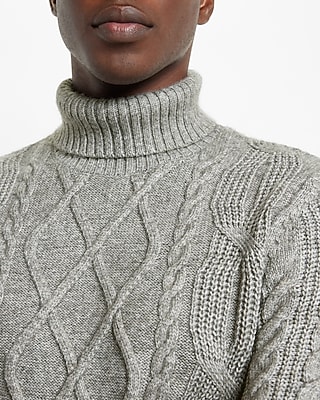 Wool-blend Cable Knit Turtleneck Sweater | Express