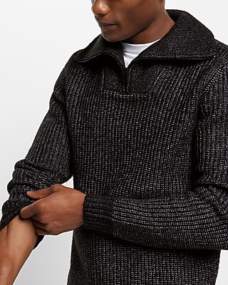 Solid Mock Neck Quarter Zip Sweater | Express