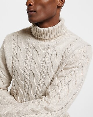 Knit Turtleneck Thick Cable Knit Sweater Mens Cable Knit