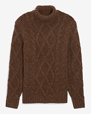 Wool-Blend Cable Knit Turtleneck Sweater