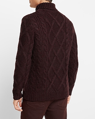 Wool-Blend Cable Knit Turtleneck Sweater