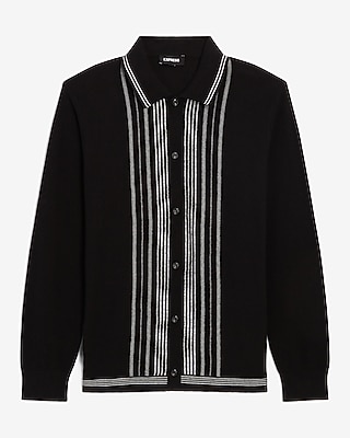 Striped Button Down Sweater Polo