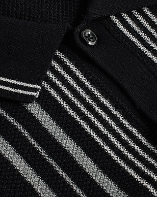 Striped Button Down Sweater Polo