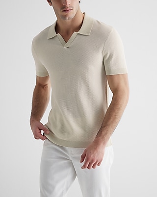 Geo Johnny Collar Short Sleeve Sweater Polo | Express
