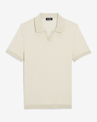 トップス Jcaeser Studios open collar knit polo Geo Johnny Collar Short Sleeve Sweater Polo | Express