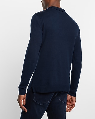 Asymmetric Striped Cotton Zip Sweater Polo