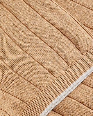 Ribbed Cotton Short Sleeve Sweater Polo