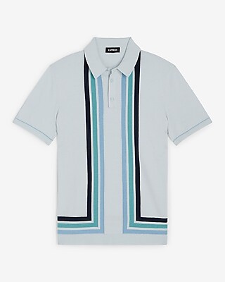 Striped Frame Short Sleeve Sweater Polo