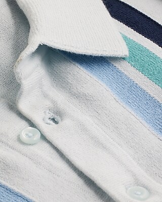 Striped Frame Short Sleeve Sweater Polo