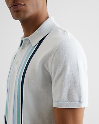 Striped Frame Short Sleeve Sweater Polo