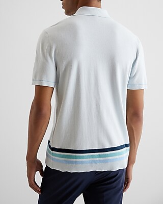 Striped Frame Short Sleeve Sweater Polo