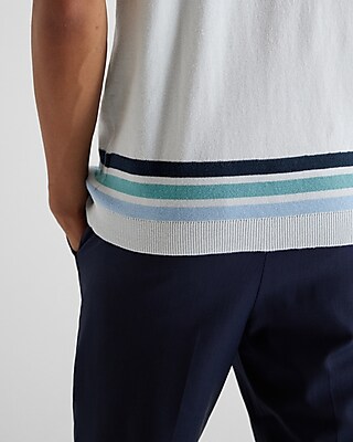 Striped Frame Short Sleeve Sweater Polo