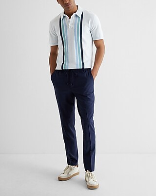Striped Frame Short Sleeve Sweater Polo