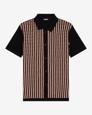 Geo Print Cotton Short Sleeve Sweater Polo