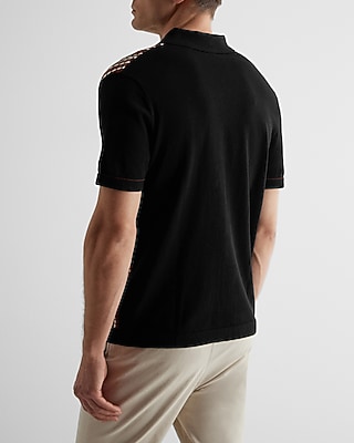 Geo Print Cotton Short Sleeve Sweater Polo