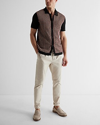 Geo Print Cotton Short Sleeve Sweater Polo