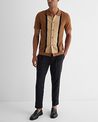 SS CTN FRED STRIPE BTN THRU:SPORT NAVY:XXL TALL