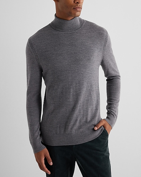 Light gray turtleneck in pure Merino wool - Gray