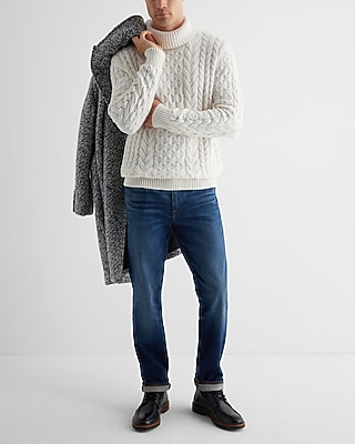 Basket Weave Cotton-Blend Turtleneck Sweater