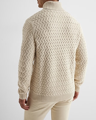 Basket Weave Cotton-Blend Turtleneck Sweater