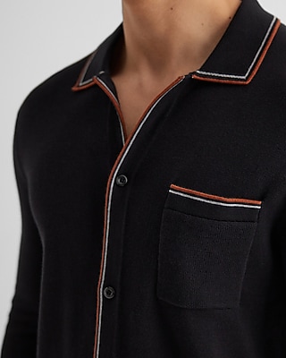 Stripe Tipped Cotton-Blend Sweater Polo