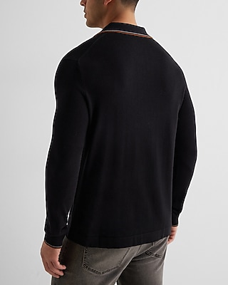 Stripe Tipped Cotton-Blend Sweater Polo