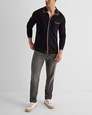 Stripe Tipped Cotton-Blend Sweater Polo
