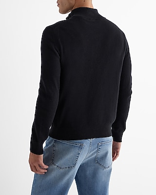 Cotton Textured Stitch Buttoned Mock Neck Sweater - image 3