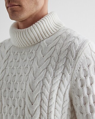 Cable Knit Wool-blend Turtleneck Sweater | Express