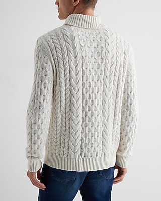 Cable Knit Wool-Blend Turtleneck Sweater