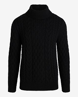 Cable Knit Wool-Blend Turtleneck Sweater