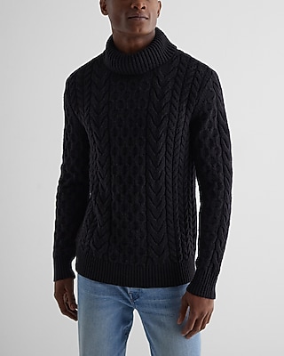 Cable Knit Wool-Blend Turtleneck Sweater