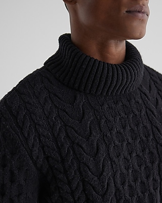 Cable Knit Wool-Blend Turtleneck Sweater