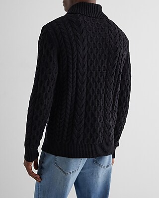 Cable Knit Wool-Blend Turtleneck Sweater