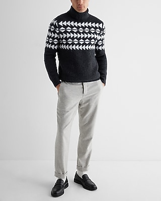 Textured Fair Isle Turtleneck Sweater