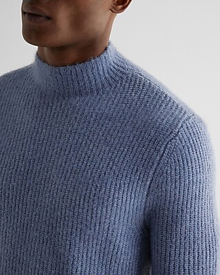 Fuzzy Ribbed Turtleneck Sweater | Express