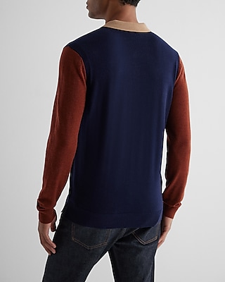 Color Block Merino Wool Sweater Polo