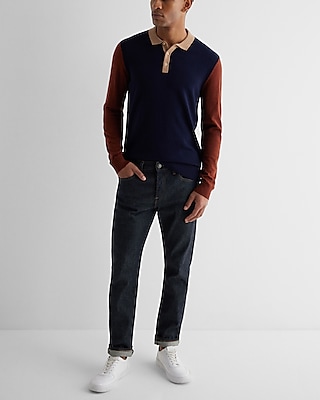 Color Block Merino Wool Sweater Polo