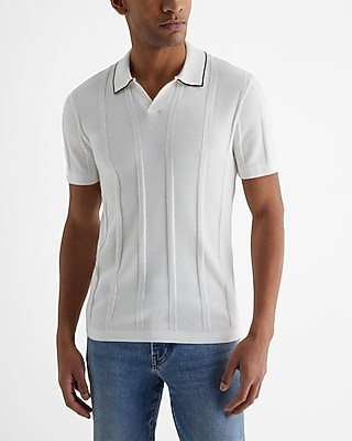 Ribbed Johnny Collar Cotton Sweater Polo