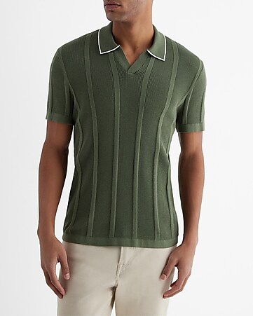 Lucky Brand Linen Short Sleeve Johnny Collar Polo In Olive in Green for Men
