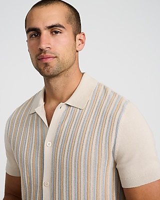 Striped Cotton Short Sleeve Sweater Polo - image 2
