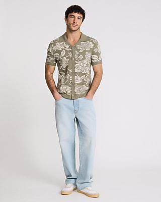 Floral Cotton Short Sleeve Sweater Polo