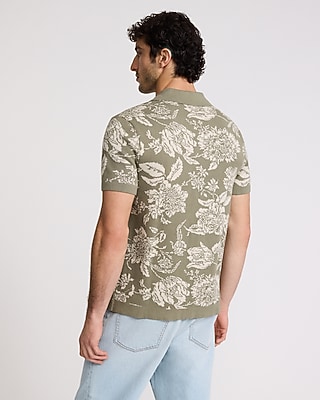 Floral Cotton Short Sleeve Sweater Polo