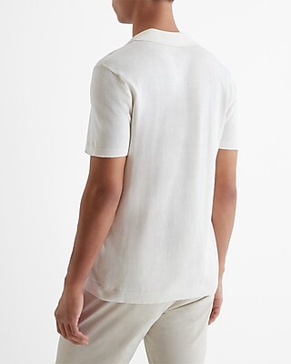 Textured Knit Johnny Collar Cotton Sweater Polo | Express